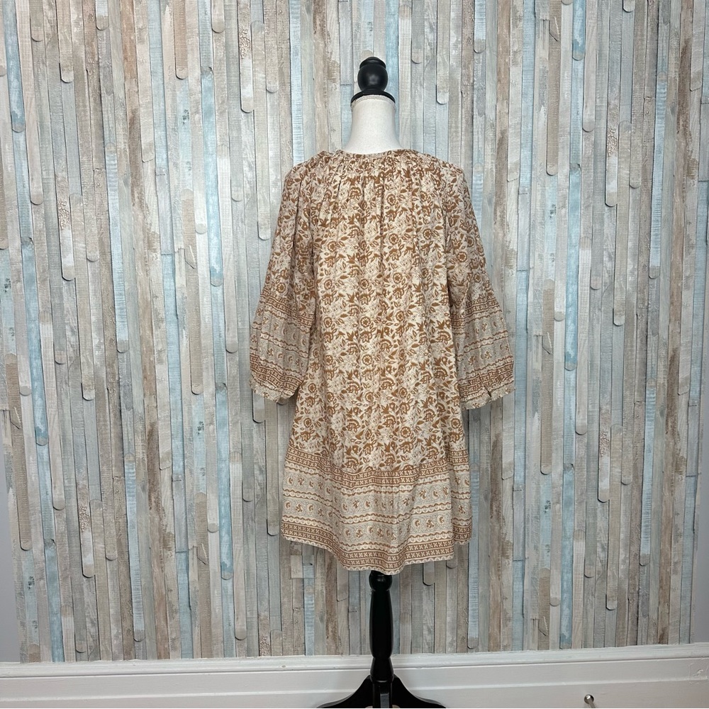 Cleobella L Brown Floral Print Rosy Mini Swing Tunic Peasant Dress Boho $198 - Picture 5 of 14